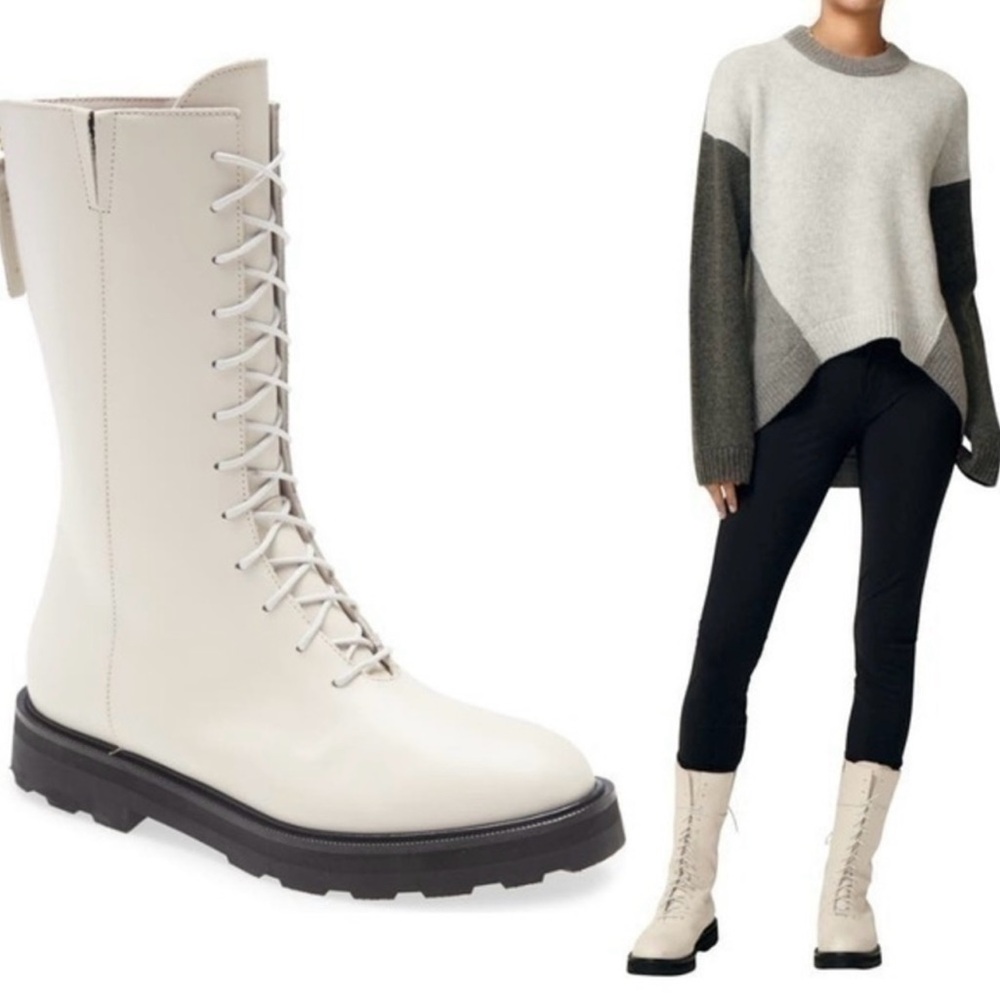 Women's Cream Combat Boots